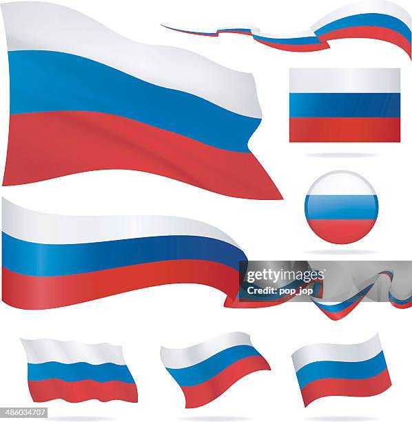 flags of russia - icon set - illustration - hammer-and-sickle stock illustrations