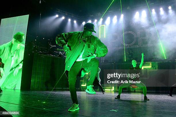 Chris Brown performs at Nikon at Jones Beach Theater on August 30, 2015 in Wantagh, New York.