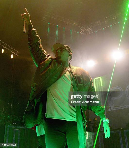 Chris Brown performs at Nikon at Jones Beach Theater on August 30, 2015 in Wantagh, New York.