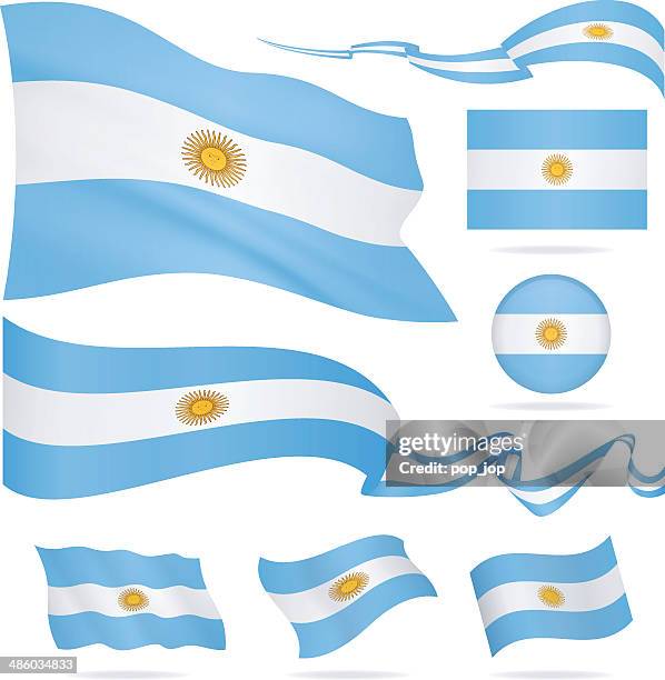 ilustraciones, imágenes clip art, dibujos animados e iconos de stock de banderas de argentina-icono set-ilustración - bandera argentina