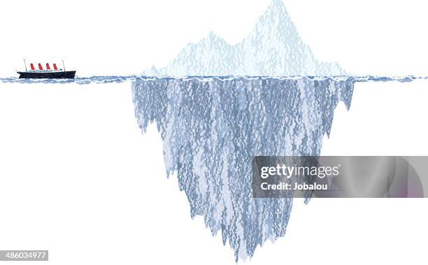draft iceberg and cruise ship - rms titanic stock illustrations