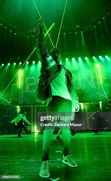 Chris Brown performs at Nikon at Jones Beach Theater on August 30, 2015 in Wantagh, New York.