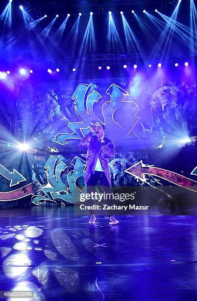 Chris Brown performs at Nikon at Jones Beach Theater on August 30, 2015 in Wantagh, New York.