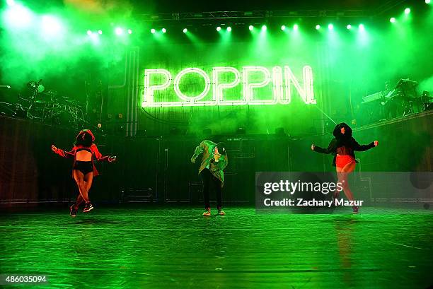 Chris Brown performs at Nikon at Jones Beach Theater on August 30, 2015 in Wantagh, New York.