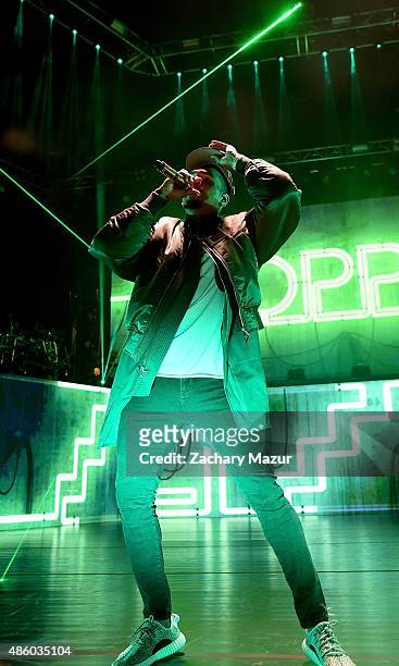 Chris Brown performs at Nikon at Jones Beach Theater on August 30, 2015 in Wantagh, New York.