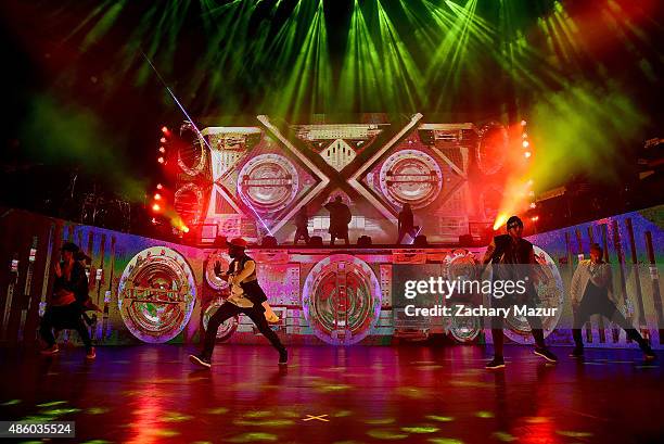 Chris Brown performs at Nikon at Jones Beach Theater on August 30, 2015 in Wantagh, New York.