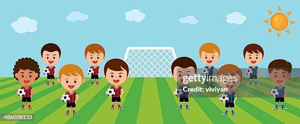 zwei fußball-teams - soccer uniform stock-grafiken, -clipart, -cartoons und -symbole