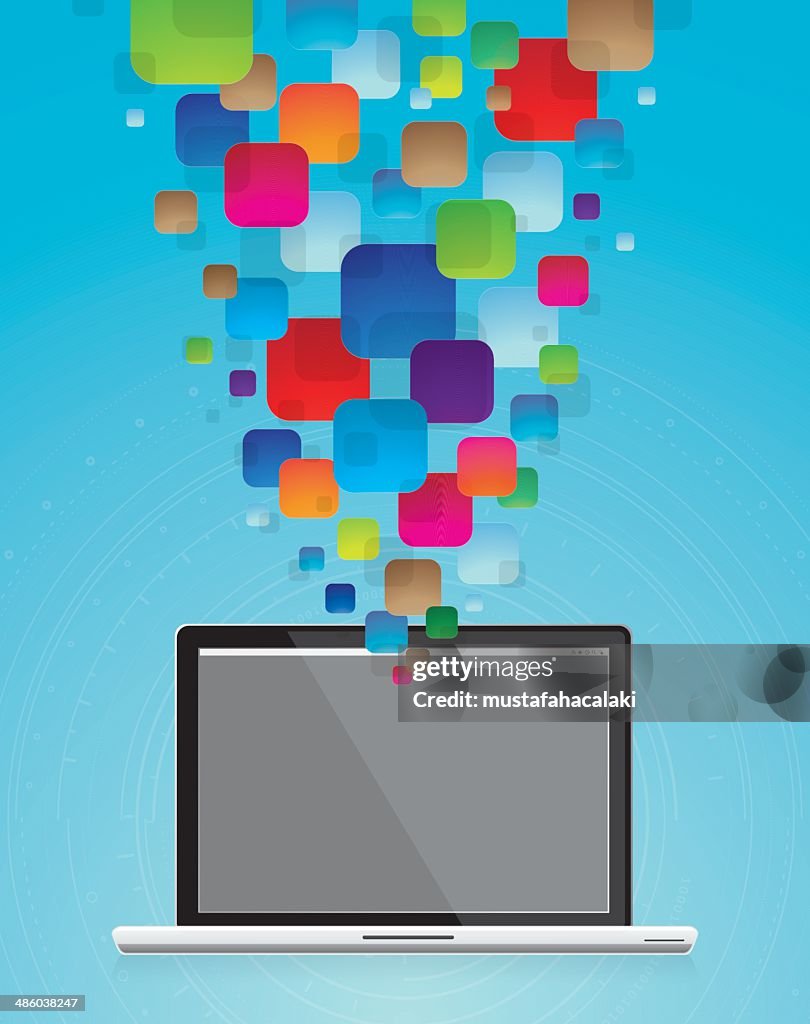Computer With Apps High-Res Vector Graphic - Getty Images