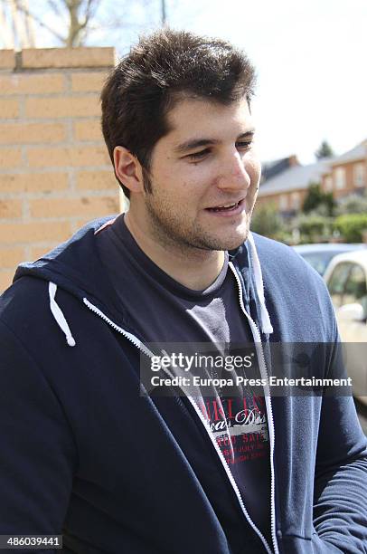 Julian Contreras is seen leaving hospital with his brother Cayetano Rivera after he to fall down during 'El Hormiguero' tv show on March 26, 2014 in...