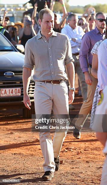 Prince William, Duke of Cambridge walks around the base of Uluru on April 22, 2014 in Ayers Rock, Australia. The Duke and Duchess of Cambridge are on...