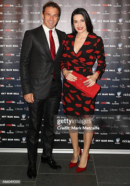 Alessandro Del Piero and Sonia Amoruso arrive at the Sydney FC Sky Blue Ball at Doltone House on April 22, 2014 in Sydney, Australia.