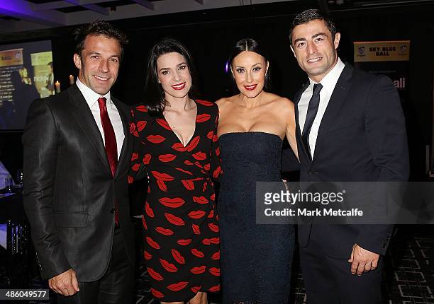 Alessandro Del Piero, Sonia Amoruso, Terry Biviano and Anthony Minichiello pose during the Sydney FC Sky Blue Ball at Doltone House on April 22, 2014...