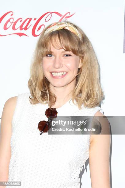 Actress Penelope Mitchell attends the Accelerate4Change charity event presented by Dr. Ben Talei & Cinemoi on August 29, 2015 in Beverly Hills,...