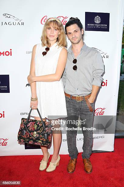 Actress Penelope Mitchell and Peter Harper attend the Accelerate4Change charity event presented by Dr. Ben Talei & Cinemoi on August 29, 2015 in...