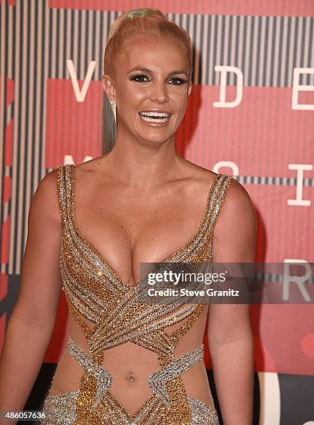 Britney Spears arrives at the 2015 MTV Video Music Awards at Microsoft Theater on August 30, 2015 in Los Angeles, California.