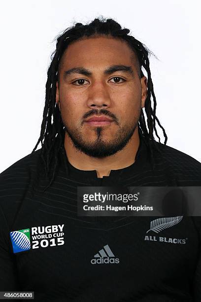 Ma'a Nonu poses during the New Zealand All Blacks World Cup headshots and portrait session on August 31, 2015 in Wellington, New Zealand.