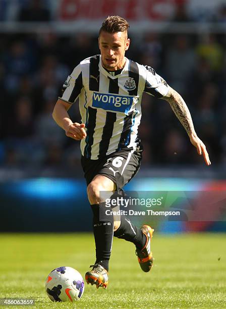 Mathieu Debuchy of Newcastle United during the Barclays Premier League fixture between Newcastle United and Swansea City at St. James Park on April...