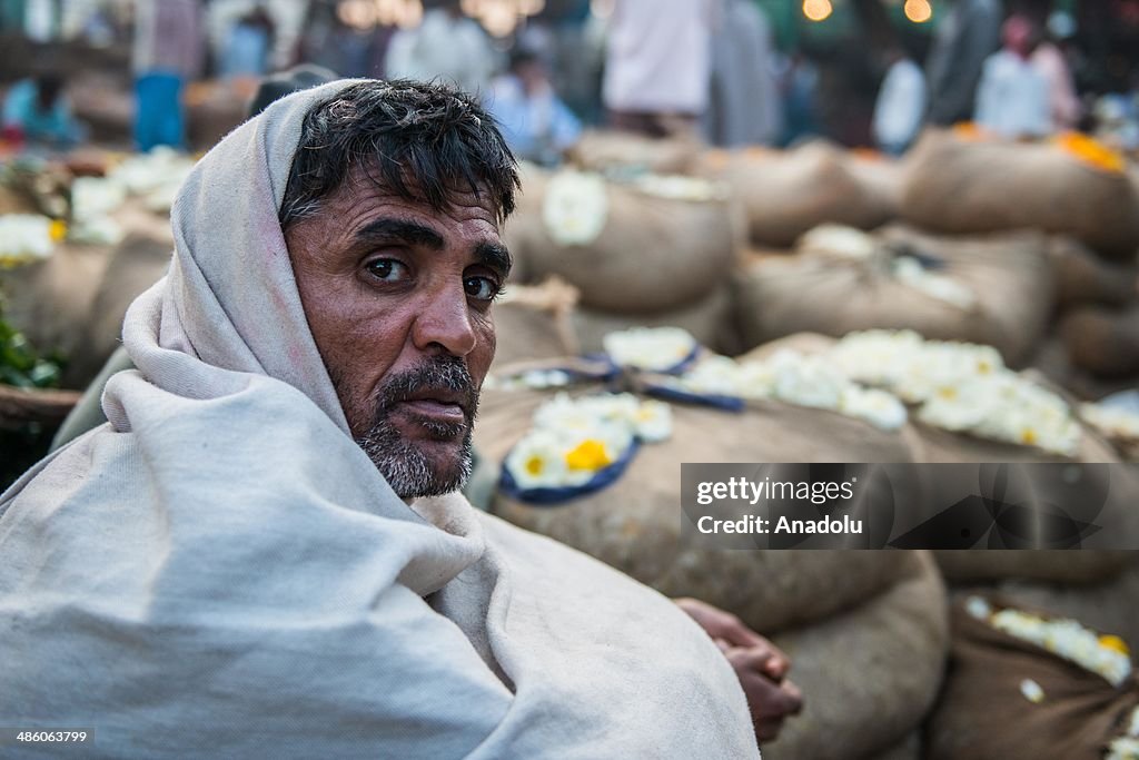 India's open-air wholesale flower market in Ghazipur city