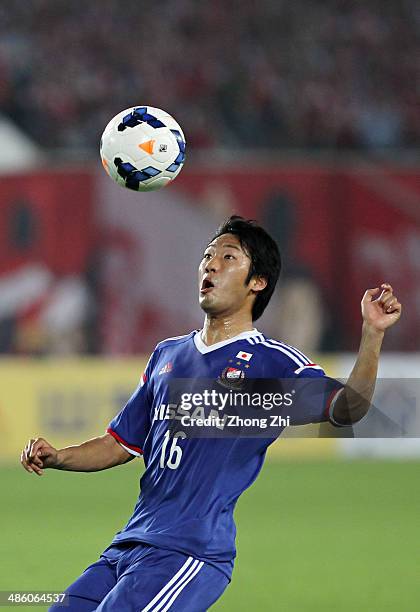 Ito Sho of Yokohama F. Marinos in action during the AFC Asian Champions League match between Guangzhou Evergrande and Yokohama F. Marinos at Tianhe...