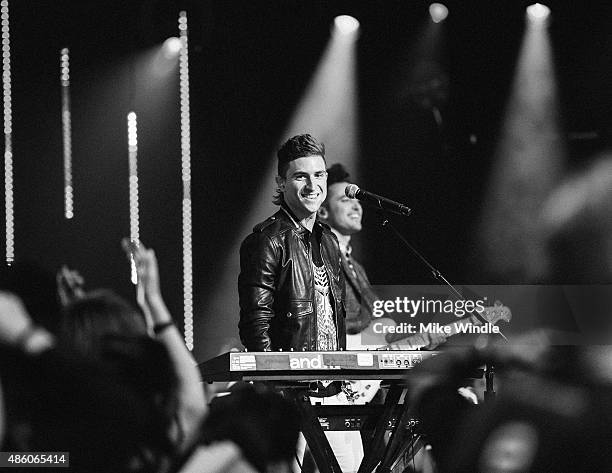 Musician Nicholas Petricca of Walk The Moon performs on the red carpet at the 2015 MTV Video Music Awards at Microsoft Theater on August 30, 2015 in...