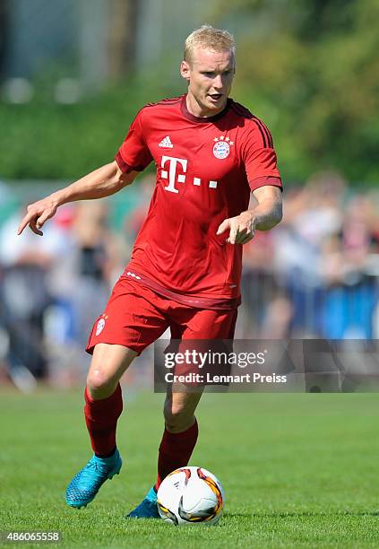 Sebastian Rode of FC Bayern Muenchen in action during a friendly match between Fanclub Red Power and FC Bayern Muenchen on August 30, 2015 in...