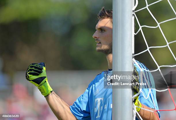 Sven Ullreich of FC Bayern Muenchen in action during a friendly match between Fanclub Red Power and FC Bayern Muenchen on August 30, 2015 in...