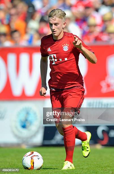 Patrick Weihrauch of FC Bayern Muenchen in action during a friendly match between Fanclub Red Power and FC Bayern Muenchen on August 30, 2015 in...