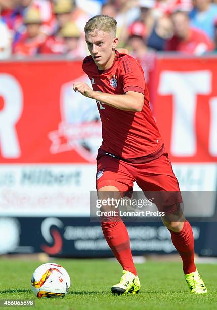 Patrick Weihrauch of FC Bayern Muenchen in action during a friendly match between Fanclub Red Power and FC Bayern Muenchen on August 30, 2015 in...