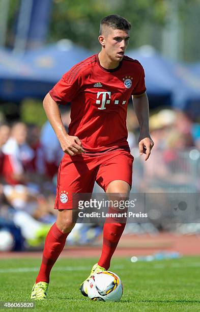 Steeven Ribery of FC Bayern Muenchen in action during a friendly match between Fanclub Red Power and FC Bayern Muenchen on August 30, 2015 in...