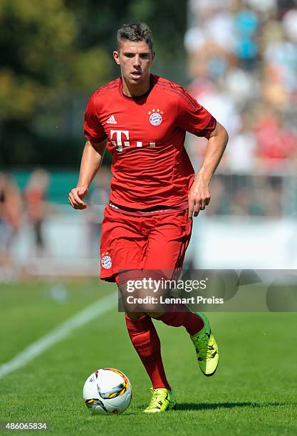 Steeven Ribery of FC Bayern Muenchen in action during a friendly match between Fanclub Red Power and FC Bayern Muenchen on August 30, 2015 in...