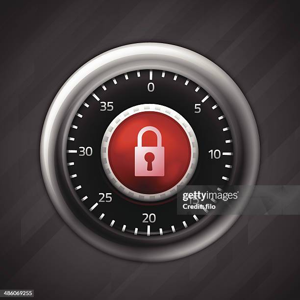 locked combination lock - password strength stock illustrations
