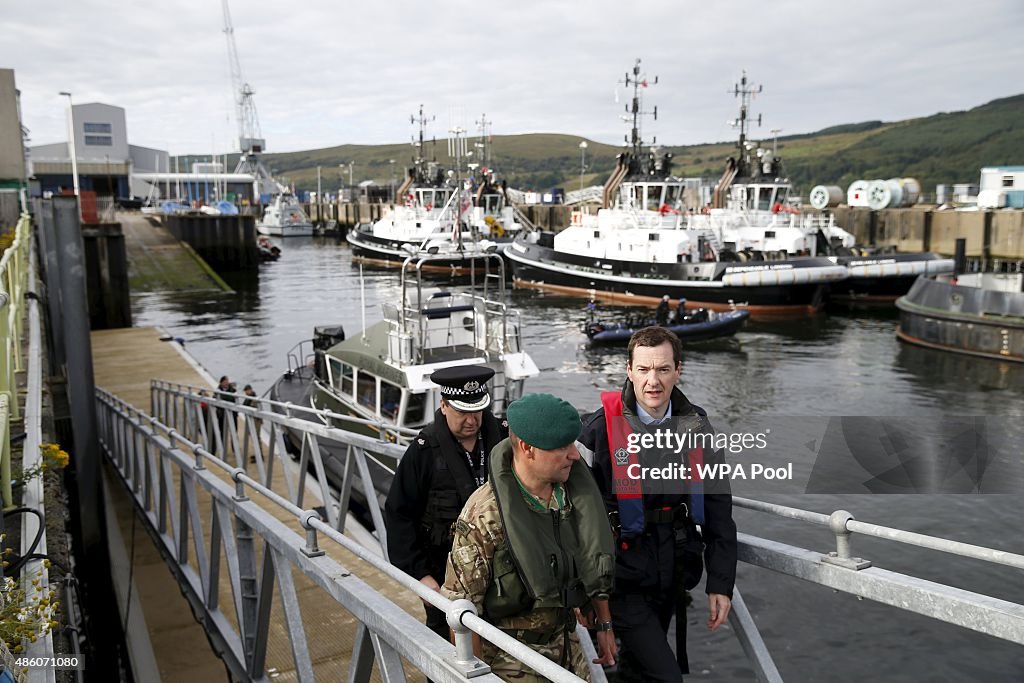 Chancellor George Osborne Visits Royal Navy's Submarine Base At Faslane