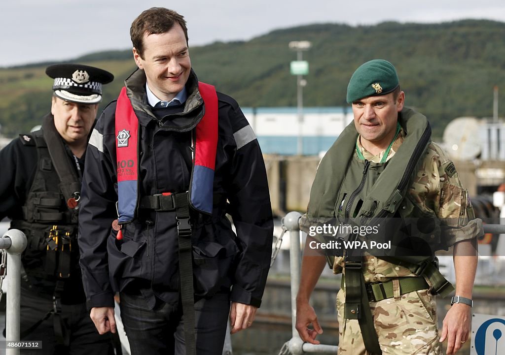 Chancellor George Osborne Visits Royal Navy's Submarine Base At Faslane