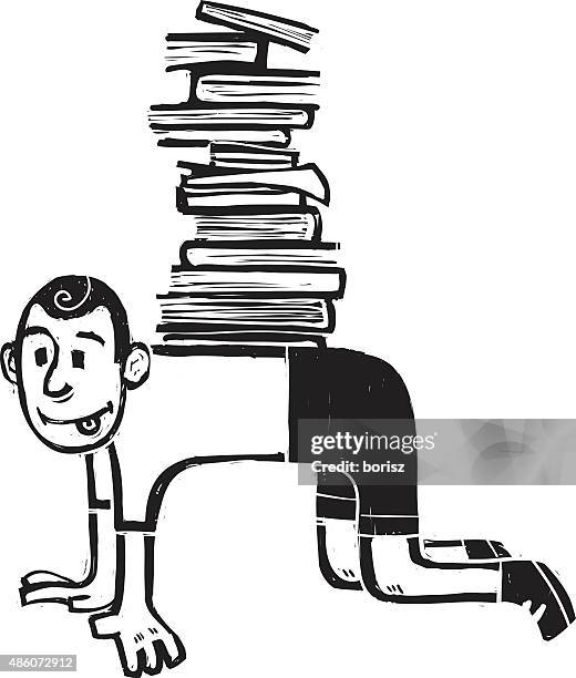 books on back - over burdened stock illustrations