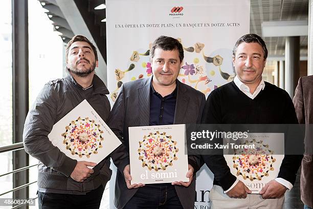 Jordi Roca, Josep Roca and Joan Roca present the book 'El Somni' on April 22, 2014 in Barcelona, Spain.