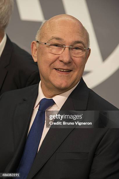 French minister of Labour Michel Sapin attends the European meeting for enterprises financing on April 22, 2014 in Lyon, France. Sapin and Montebourg...