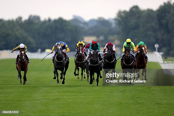 Andrew Elliot rides Whitman to victory during the Irish Champions weekend EBFRipon Champion two year olds at Ripon racecourse on August 31, 2015 in...