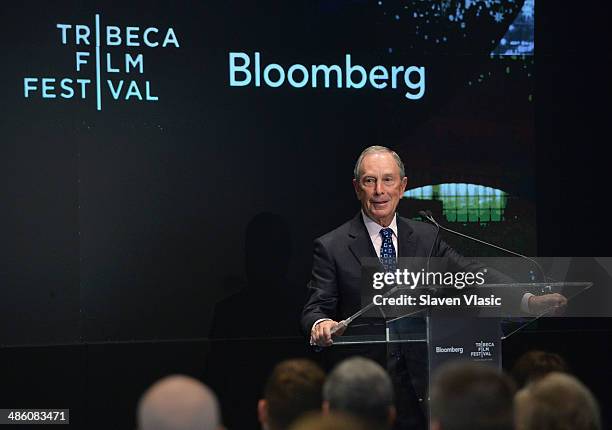 Michael Bloomberg attends Bloomberg - Business of Entertainment Breakfast at Bloomberg Foundation Building on April 22, 2014 in New York City.
