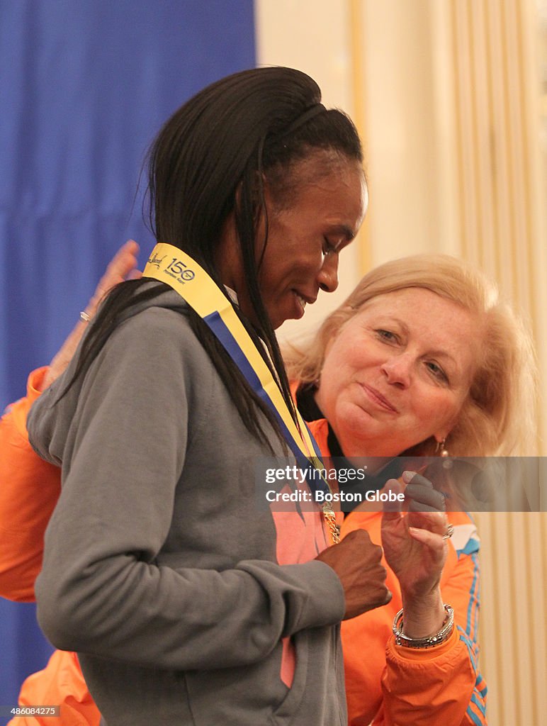 Press Conference With 118th Boston Marathon Winners