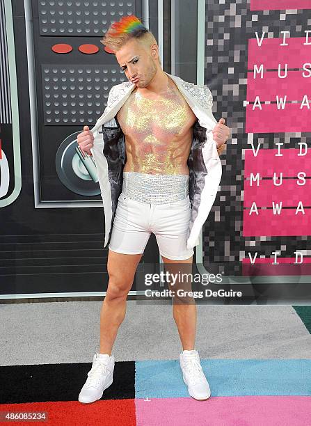 Frankie Grande arrives at the 2015 MTV Video Music Awards at Microsoft Theater on August 30, 2015 in Los Angeles, California.