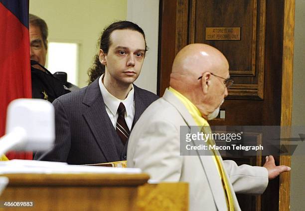 Stephen McDaniel enters the courtroom Monday morning to enter a guilty plea for murdering Lauren Teresa Giddings.