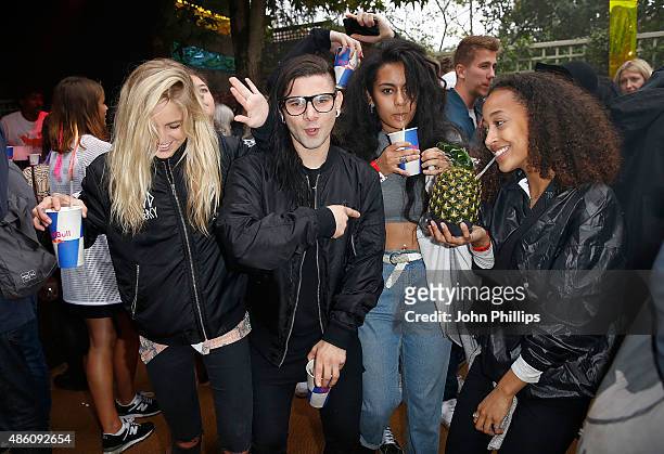 Skrillex and friends attend the Red Bull Carnival Party in Notting Hill on August 31, 2015 in London, England.