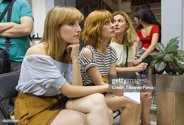 Actress Natalia de Molina and actress Alexandra Jimenez on set filming 'Kiki' at Centro Regional de Innovación on August 31, 2015 in Madrid, Spain.