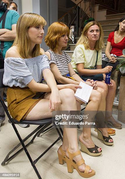 Actress Natalia de Molina and actress Alexandra Jimenez on set filming 'Kiki' at Centro Regional de Innovación on August 31, 2015 in Madrid, Spain.