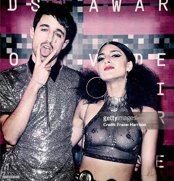 Louie Diller, Liz Nistico of HOLYCHILD arrive at the 2015 TV Video Music Awards at Microsoft Theater on August 30, 2015 in Los Angeles, California.
