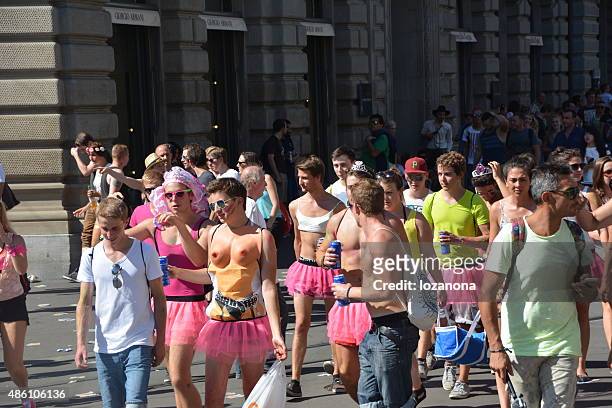 street parade 2015 party in zurich switzerland - lake zurich stock pictures, royalty-free photos & images