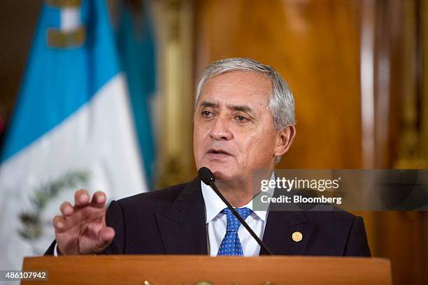 Otto Perez Molina, Guatemala's president, speaks during a news conference in Guatemala City, Guatemala, on Monday, Aug. 31, 2015. Molina says he...