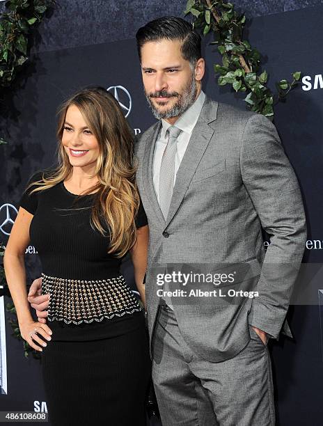 Actress Sofia Vergara and actor Joe Manganiello arrives for the Premiere Of Universal Pictures' "Jurassic World" held in the courtyard of Hollywood &...