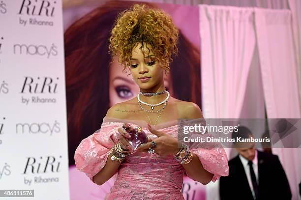 Musician Rihanna attends the RiRi by Rihanna fragrance unveiling at Macy's Downtown Brooklyn on August 31, 2015 in New York City.