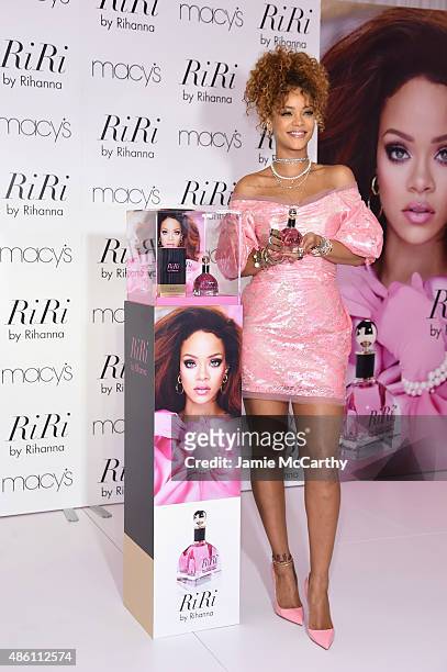 Singer Rihanna attends the RiRi by Rihanna fragrance unveiling at Macy's Downtown Brooklyn on August 31, 2015 in New York City.